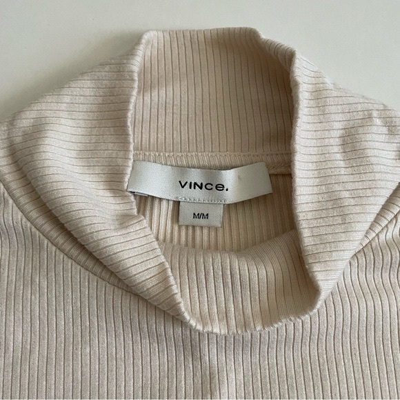 Vince Ribbed Mock Neck Long Sleeve Tee in Blanc - Picture 6 of 11